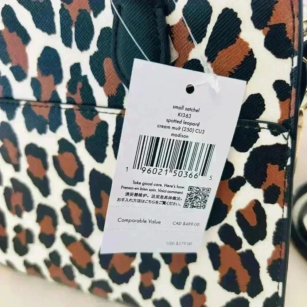 Kate Spade Purse Madison Spotted Animal Printed Satchel Leopard - Picture 7 of 11